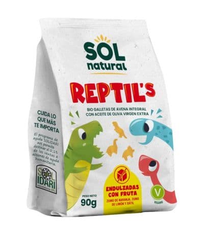 Galletas Reptils de Avena y Fruta Bio Vegan 90g Solnatural