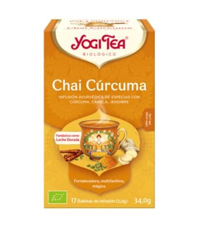 Te Chai Curcuma SinGluten Bio Vegan 1 caja x17 infusiones Yogi Tea
