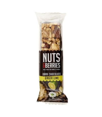 Barrita de Chocolate Negro Jengibre y Lima Bio Vegan 15uds Nuts Berries