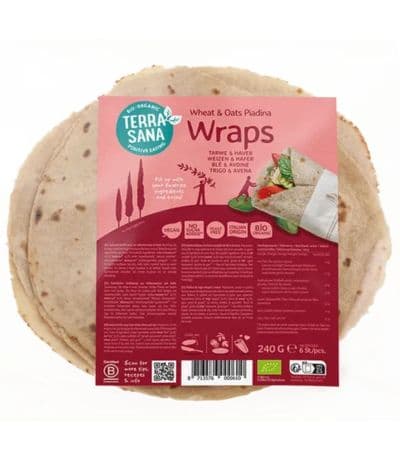 Piadina Wrap de Harina de Trigo Integral y Avena Bio 240g Terrasana